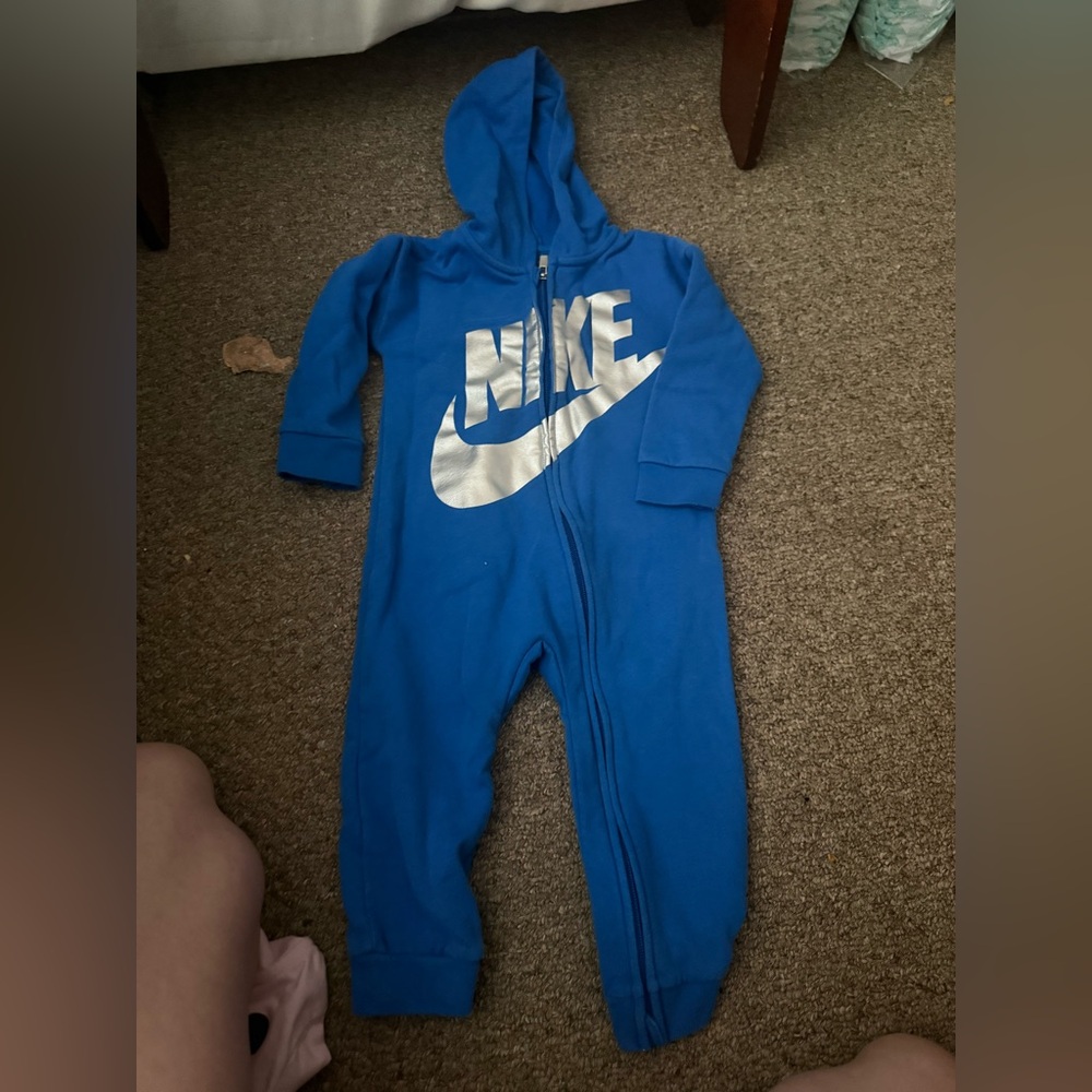 Nike Blue Kids Hooded One-Piece with White Swoosh